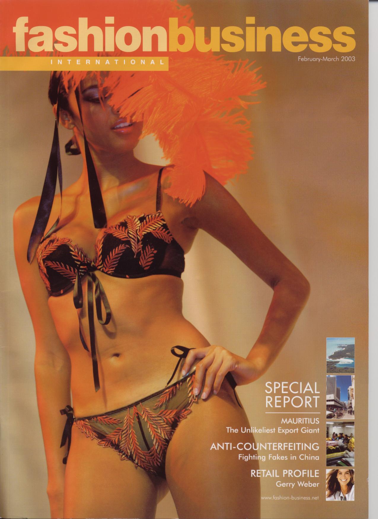 Cover page of Fashion Business International magazine Feb - Mar 2003