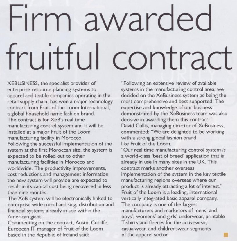 Manchester Chamber of Commerce article November 2003