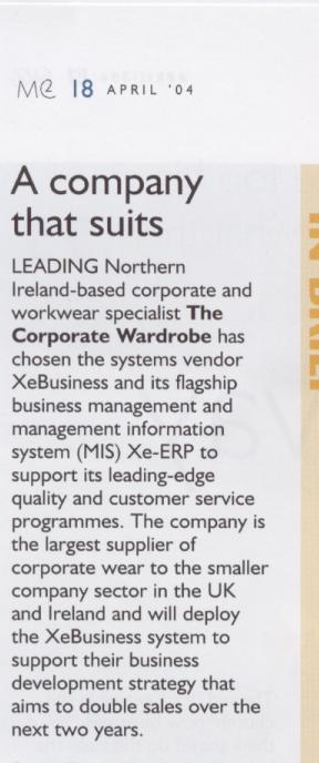 Manchester Chamber of Commerce article April 2004